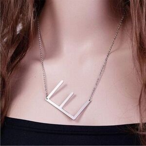 NWOT New Large Tilted Silver "E" Initial Letter Necklace Giftable